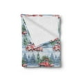 thumbnail image 2 of Ambesonne Christmas Fleece Throw Blanket Xmas Trees and Truck Snow 70"x90" Blue Grey Green Vermilion, 2 of 6