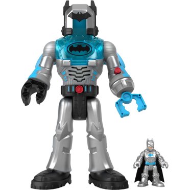 Imaginext DC Super Friends Robot Batman Toy with Lights Sounds and Insider Figure, Defender Grey