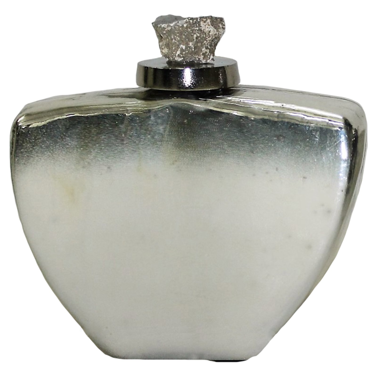 Sagebrook Home Decorative Flat White and Silver Glass Bottle