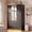 Black, variant on PAKASEPT 47" W Armoire Wardrobe Closet with 4 Door & 2 Mirror, with LED Light & 3 Drawers, Storage Cabinet with Hanging Rod for Bedroom,White