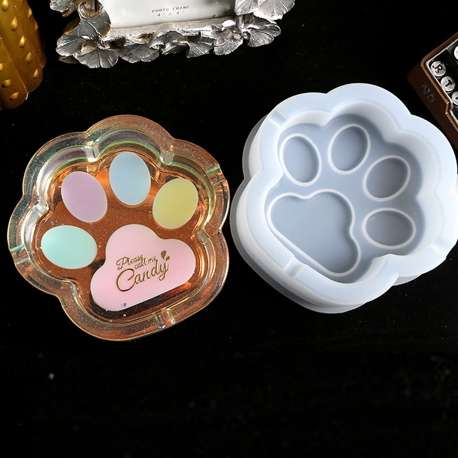 Cat Paw Ashtray Cigarette Holder Mold Silicone Resin Casting Mold Ash Tray Making Molds Jewelry Earring Rings Trinket Holder Epoxy Tool DIY Jewelry Beads Storage Mold