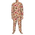 thumbnail image 3 of Honeii Skull Retro record lips Pattern Mens Pajamas Set,2pcs Men's Lounge Long Sleeve Sleep Shirt and Pajama Bottoms Sleepwear Set,Mens Pjs Sets-X-Large, 3 of 7