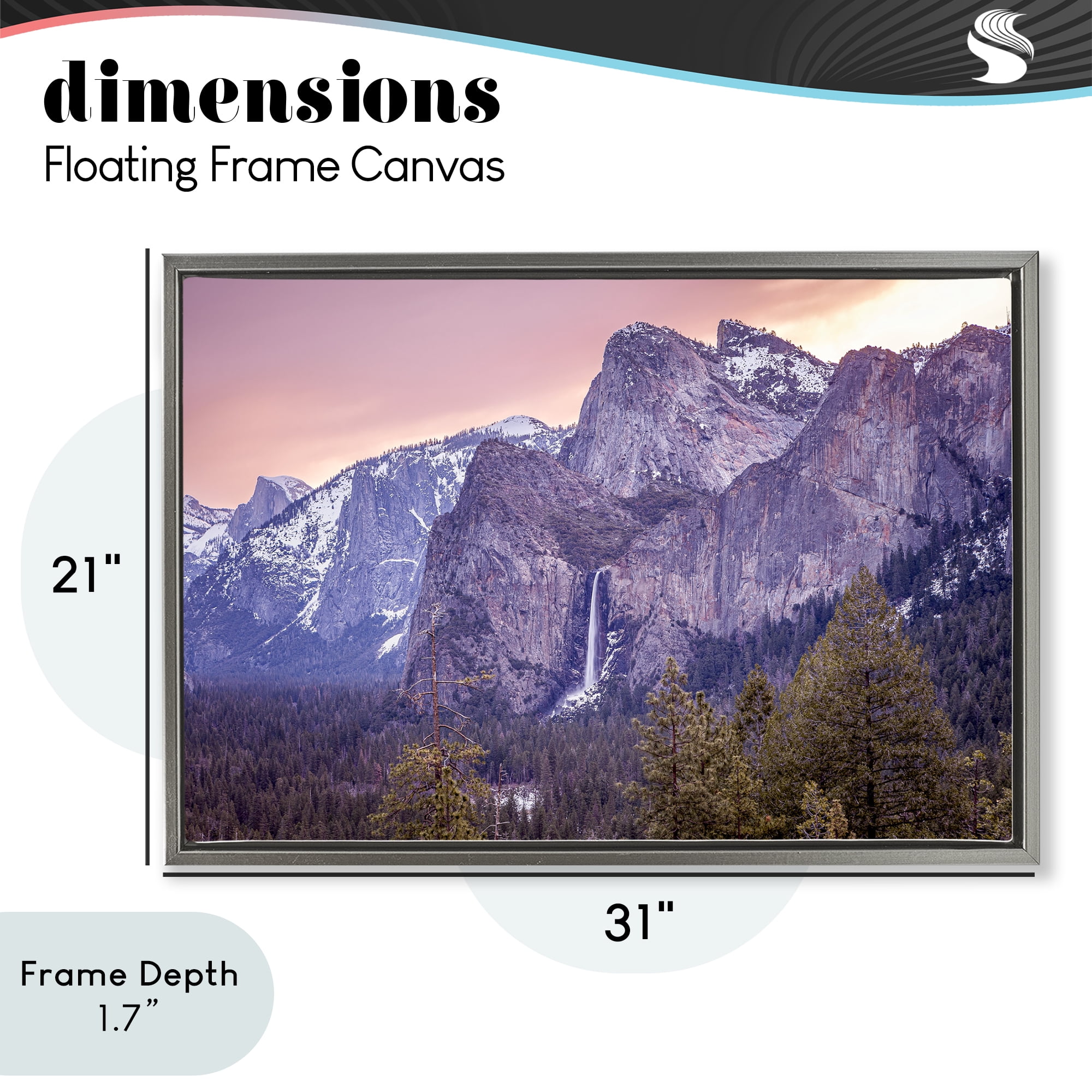Stupell Industries Majestic Mountain Waterfall Sunset Gray Framed Floater Canvas Wall Art, design by Shelley Carlisle