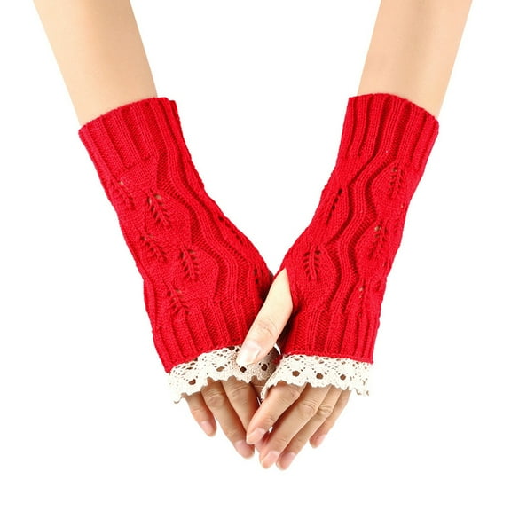 WELOIJEVBE Arm Warmers Women Arm Sleeves for Female Handmade Crochet Fingerless Lace Gloves Winter Mittens Girls Arm Sleeves Hand Warmer Arm Warmers