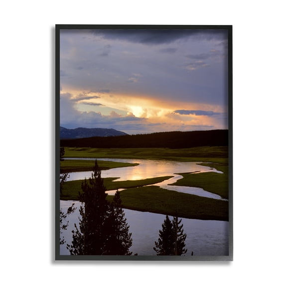 Stupell Industries River Overhead Clouds Landscape Coastal Photography Black Framed Art Print Wall Art