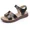 Black, variant on Women's Two-Tone PU Wedge Sandals, Adjustable Hook-and-Loop Ankle Strap Casual Footwear