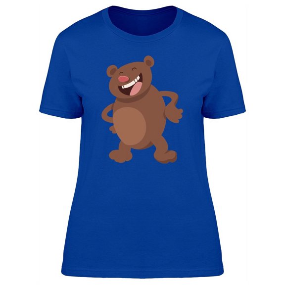 Cool Funny Brown Bear Doodle T-Shirt Women -Image by Shutterstock, Female Small