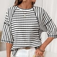 thumbnail image 6 of Fengqque Short Sleeve for Women Summer Tops Crew Neck Striped Print Loose Basic Tshirts Shirts Black XXL(XXL), 6 of 7