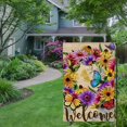 thumbnail image 5 of PHYHOO Welcome Summer Flower Wreath Home Decorative House Flag, Daisy Floral Garden Yard Vintage Butterfly Decor Outside Decorations, Spring Farmhouse Outdoor Flag Double Sided  28x40in, 5 of 8