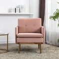 thumbnail image 2 of Accent Chair with Gold Metal Legs, Mid-Century Modern Tufted Velvet Accent Chair, Upholstered Comfy Arm Chair with Removable Seat Cushion, for Living Room, Bedroom, Pink, 2 of 7