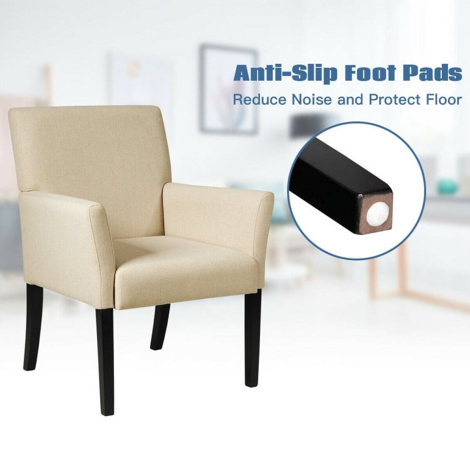 Finihen Executive Guest Chair, Reception Waiting Room Arm Chair, Upholstered Reception Chair with Padded Arms, Backrest, for Meeting Room, Conference Room Chairs, Beige Finihen Executive Guest Chair, Reception Waiting Room Arm Chair, Upholstered Reception Chair with Padded Arms, Backrest, for Meeting Room, Conference Room Chairs, Beige