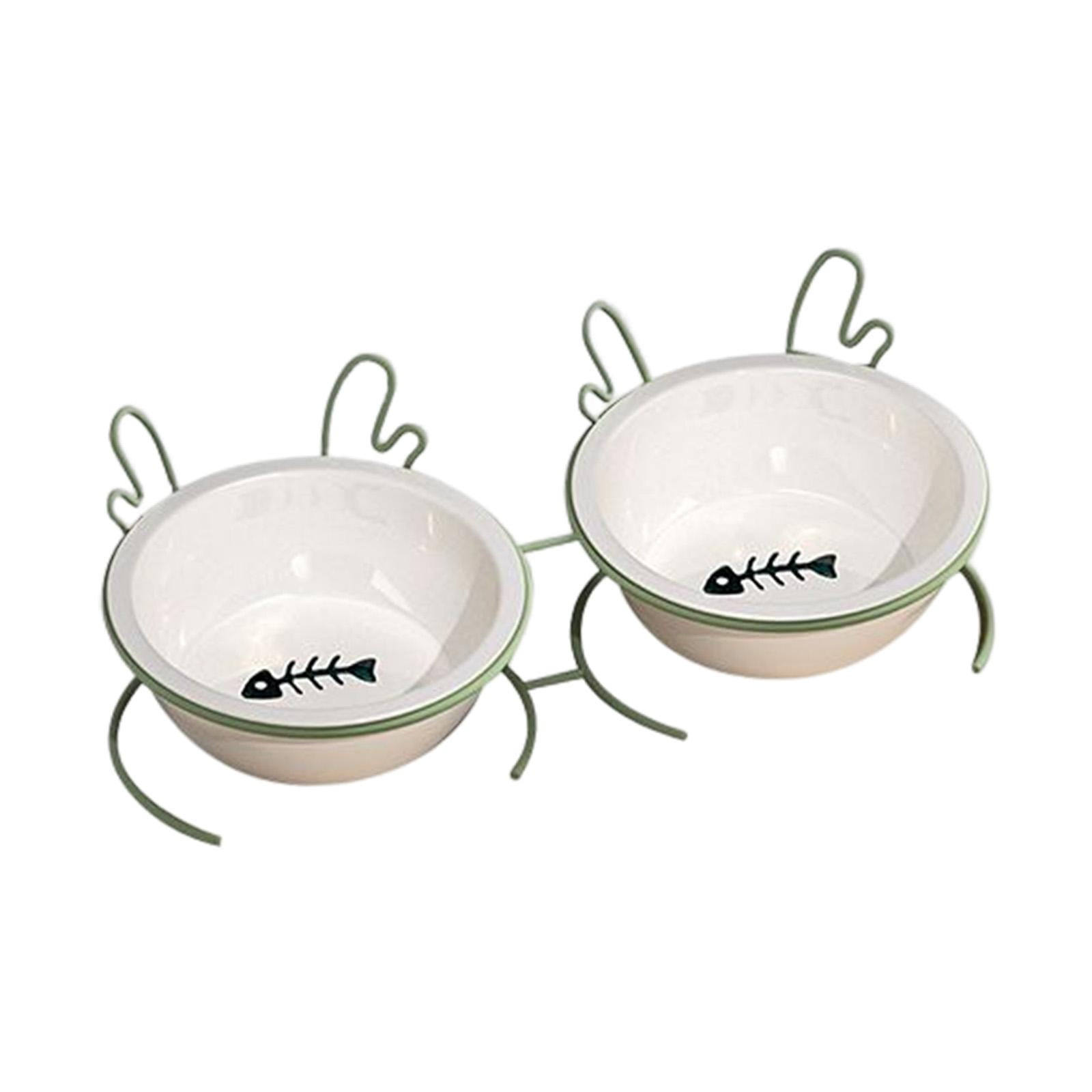 Raised Cat Bowl, Tilted Elevated Cat Bowl Pets Supplies Food Container Elevated Tilted Elevated Cat Food Bowl Pet Food Bowl for Cats Dogs Double Bowl