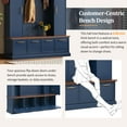 thumbnail image 5 of Euroco 4-IN-1 Elegant 59" Wide Hall Tree with Golden Hooks & Handles, Practical Entryway Walnut Bench with Adjustable Shelves, 76.7"H Farmhouse Wooden Style Coat & Shoe Rack, 5 of 19