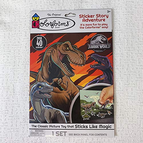 New! 3 Colorforms 40 Stickers Story Adventure Jurassic World Age 3 Scenes