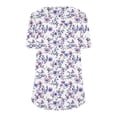 thumbnail image 5 of Fengqque 2025 Trendy Women's Round Neck Pleated Chest Short Sleeve Printed Pullover, 5 of 5
