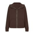thumbnail image 5 of ClodeEU Women's Light Cotton Hoodie Jacket With Pockets，Fall Fashion Slim Sweatshirts With Zip Brown,Womens Plus XL, 5 of 6