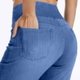 thumbnail image 5 of TRUNZI Wide Leg Jeans for Women Casual Stretchy High Waist Casual Pull On Flare Denim Pants with Pockets,Blue,Size S, 5 of 9