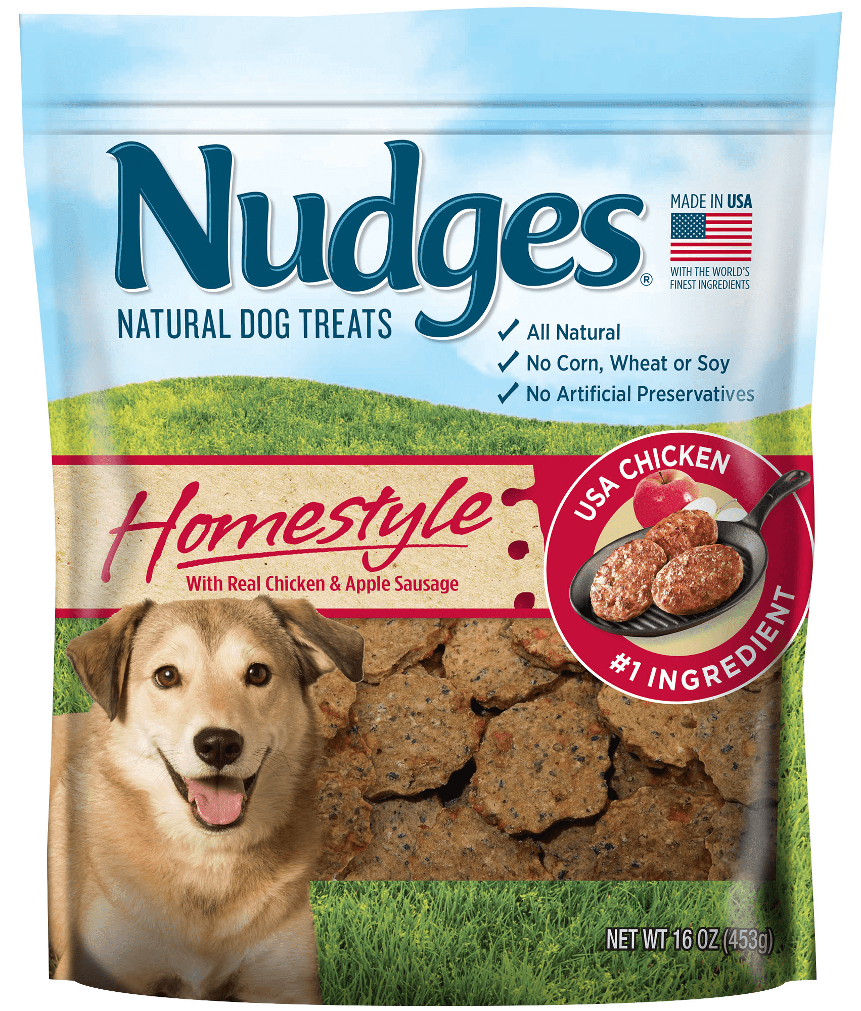 Nudges Homestyle Chicken and Apple Sausage Dog Treats, 16 Oz.