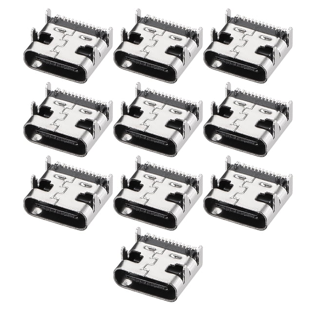 Conector USB PCB Tipo-C 3.1 hembra de 16 pines, socket de carga rápida, 10 piezas