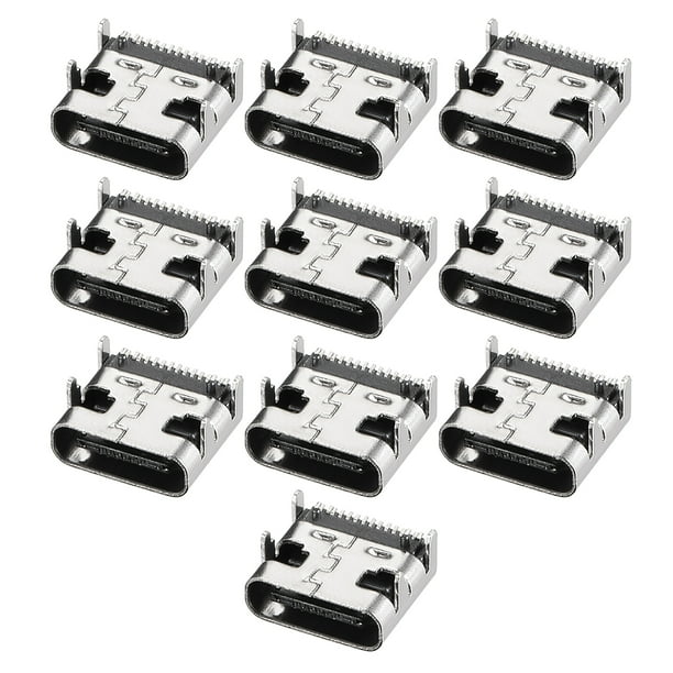 Conector USB PCB Tipo-C 3.1 hembra de 16 pines, socket de carga rápida, 10 piezas