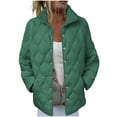 thumbnail image 2 of Quilted Jacket for Women Lightweight Puffer Jackets Casual Winter Coat with Pockets Green XXL, 2 of 7