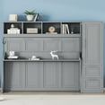thumbnail image 3 of Full Size Gray Murphy Bed with Closet &amp; Drawers - Space-Saving Wall Bed, MDF/LVL, for Bedroom/Home Office, Easy Assembly, 3 of 27