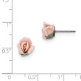 thumbnail image 2 of Boucles d'Oreilles Roses en Porcelaine Rose Ton Or BF172, 2 of 2