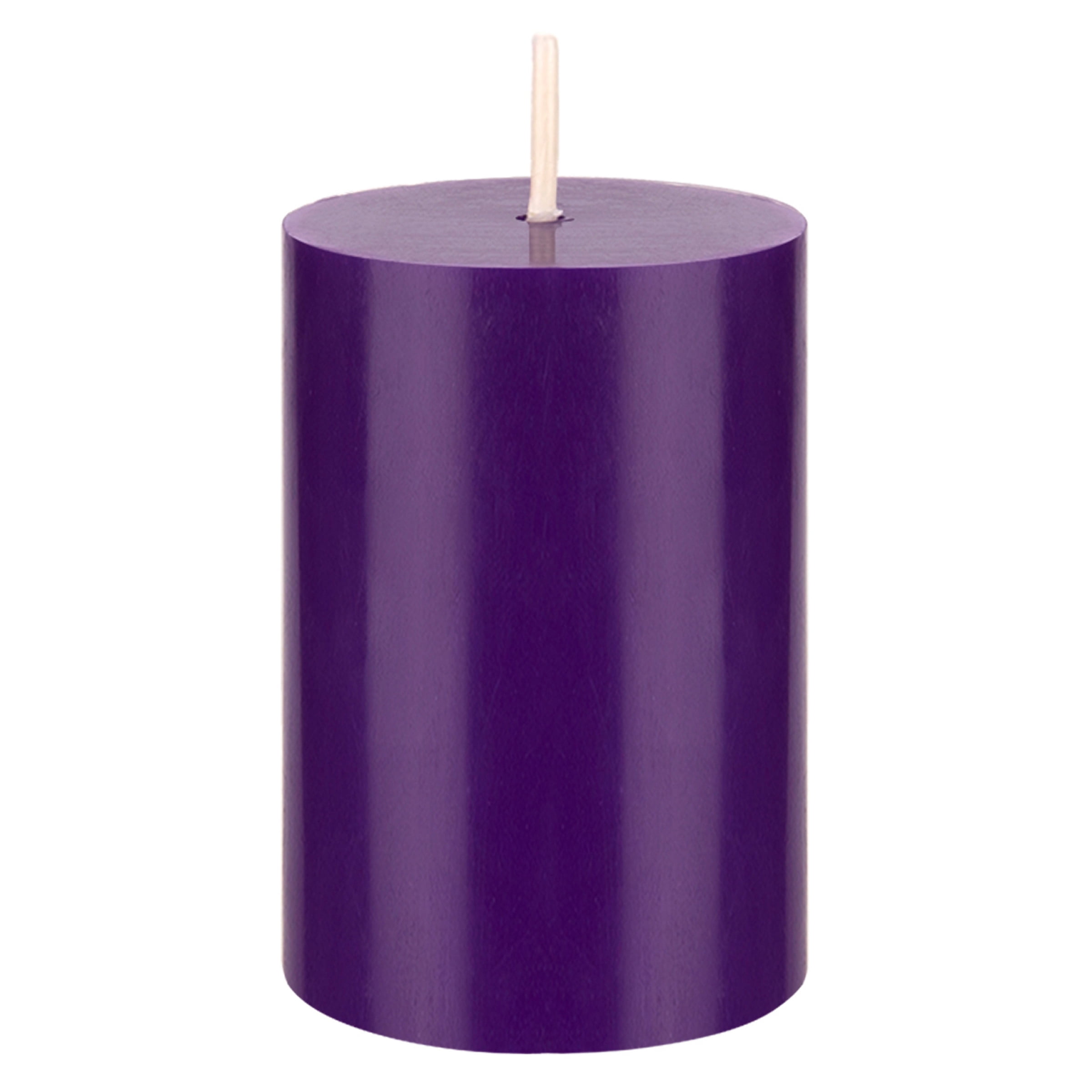 Mega Candles 1 pc Unscented Purple Round Pillar Candle, Hand Poured