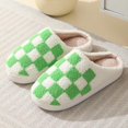 thumbnail image 2 of Checkered Slippers for Women and Men - Fuzzy House Slippers with Memory Foam, Comfy Plush Fluffy Indoor House Shoes, Cozy Warm Slip on Bedroom Slippers with Non-Slip Sole, 2 of 5