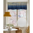 thumbnail image 4 of Blue Gold Wave Kitchen Valances for Windows Farmhouse Linen Window Valance Curtain for Living Room Window Treatment Summer Coastal Ocean Stripe Valance Rod Pocket Topper Drape, 42 x 18 Inch, 4 of 6