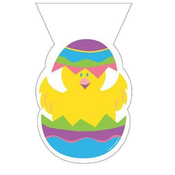 Chick in Easter Egg Shaped Cellophane Treat Bags (pack of 20 bags   20 twist ties) (073008)