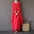 thumbnail image 4 of Robes Amples pour Femmes Grande Taille Manches Mi-Longues Col Rond Longueur Cheville Vestido Femme Mode Automne Décontracté Plage Fête Robe Blanc TG, 4 of 6