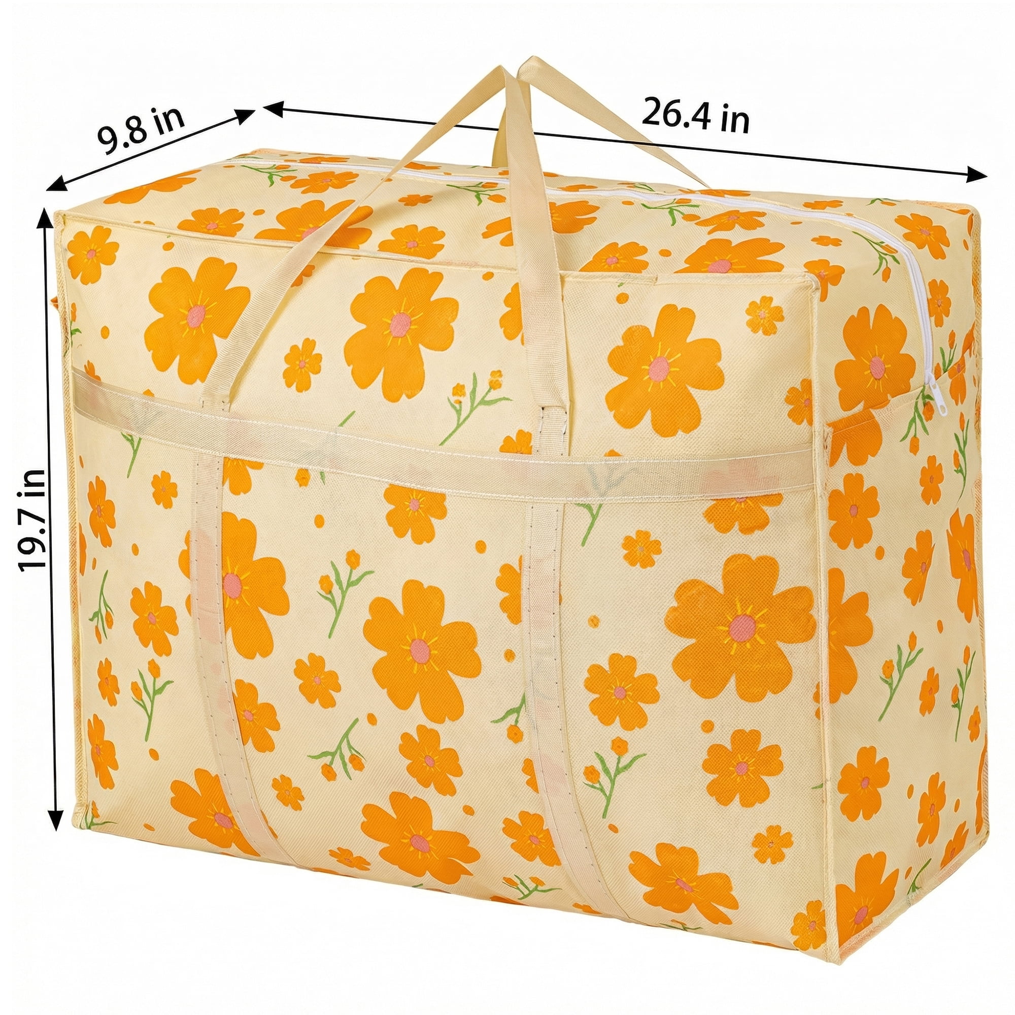 Unique Bargains Foldable Storage Bags for Organizing Livingroom Orange 26.4"x9.8"x19.7"