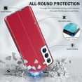 thumbnail image 5 of Phone Case for Samsung Galaxy S22 5G Case, Smart Clear View Window Luxury Slim Mirror for Galaxy S22 Case with Kickstand, Leather Hard PC Flip Shockproof Protective Cover Samsung S22 Case, Red, 5 of 14