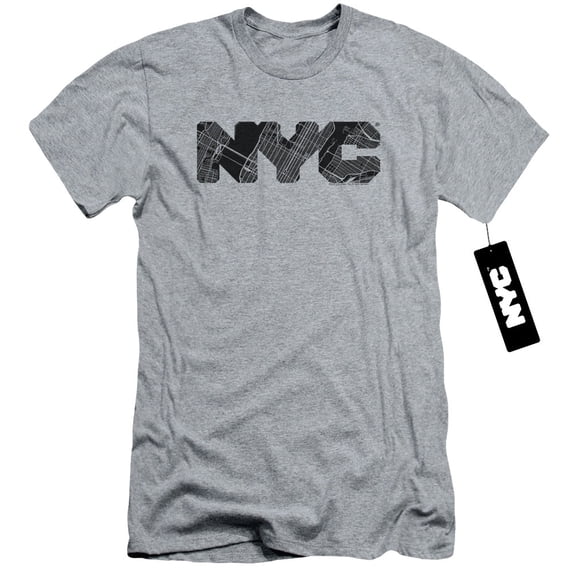 New York City Nyc Map Fill Adult 30/1 T-Shirt Athletic Heather