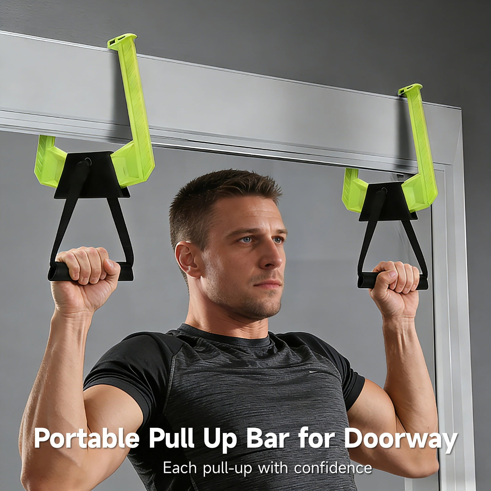 2PCS Portable Pull Up Bar for Doorway, Adjustable Doorway Home Gym System, Lightweight Travel Fitness Equipment for Home Office, Support 330lbs, No Screws Installation