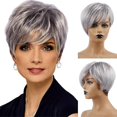 thumbnail image 3 of Peluca sintética de corte corto para mujer de Hmwy-fashion, color gris plateado, 3 of 4
