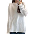 thumbnail image 2 of FindThy Camiseta casual con cuello redondo para mujer, manga larga, color sólido, blusas, 2 of 4