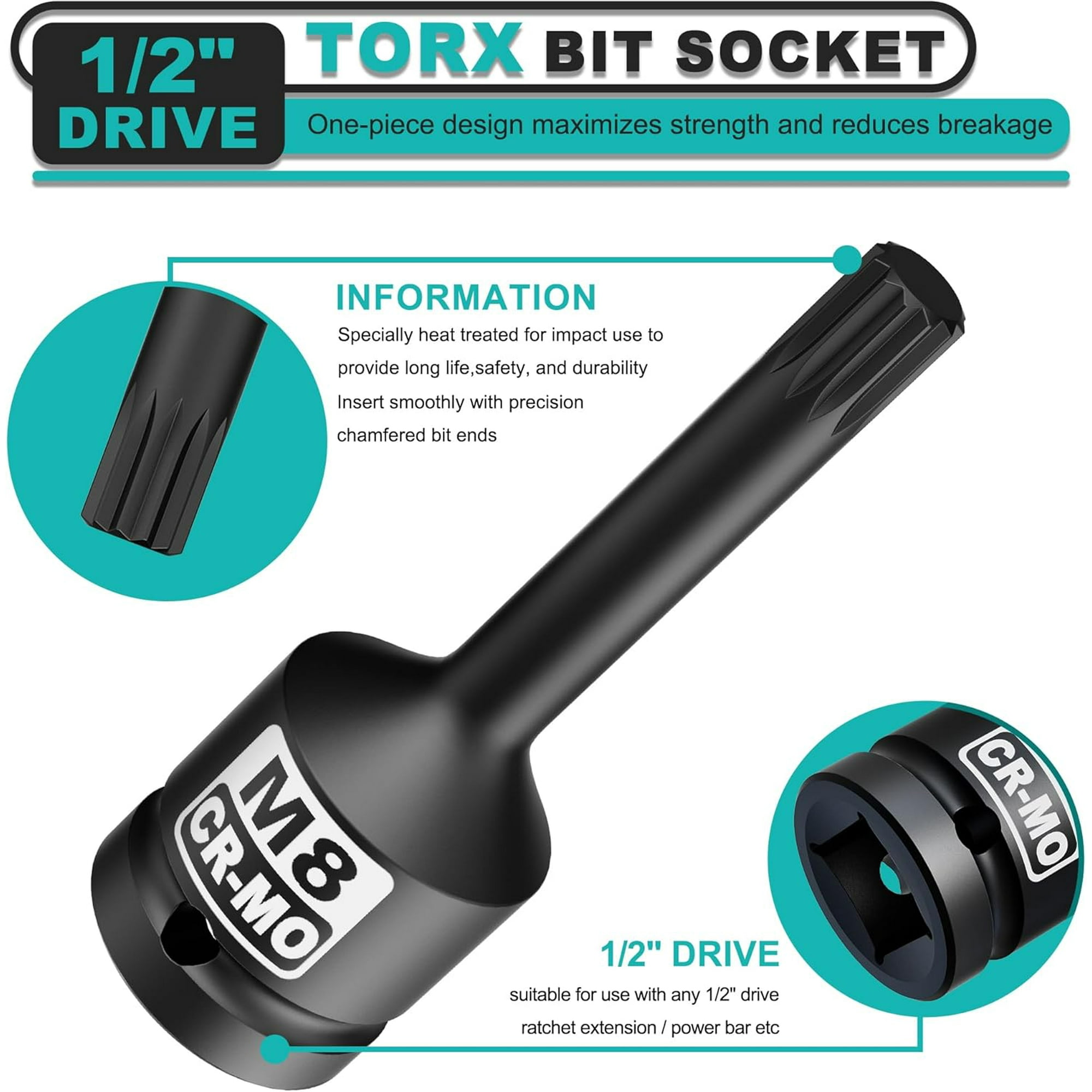 shiyou-M8 XZN Triple Square Bit Socket with 1/2-Inch Drive
