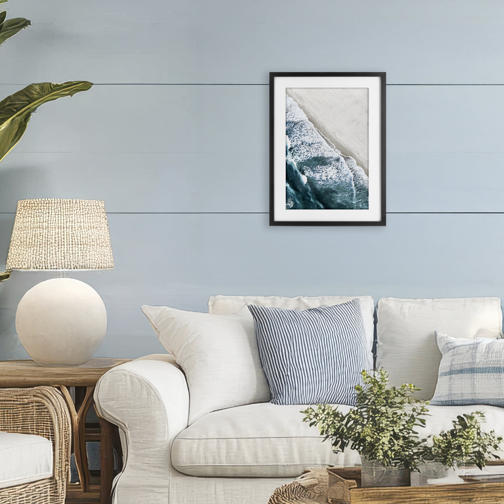 Stupell Industries Corolla Beach Breezy Shoreline Black Framed Print Under Glass, design by Natalie Carpentieri
