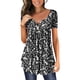 thumbnail image 1 of Puntoco - Camiseta de manga corta para mujer con cuello en V y estampado floral Puntoco Puntoco-491, 1 of 7