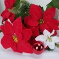 thumbnail image 3 of Dalrosia 2PCS Christmas Artificial Flowers Poinsettia Bouquet Mixed Christmas Bush Winter Flowers Arrangment for Home Kitchen Decor Holiday Cemetery, 3 of 7
