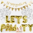 thumbnail image 1 of Suministros para fiestas de cumpleaños para perros, globos con estampado de patas de perro, sombrero de cumpleaños para gatos, pancarta de feliz cumpleaños, globos de aluminio, dec, 1 of 4