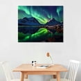 thumbnail image 2 of GOSMITH Northern Wall Art Green Aurora Borealis Scenery Canvas Wall Decor Large Nature Alaska Snowy Mountain Landscape Picture Painting Artwork for Living Room Bedroom Office Home Decoration, 2 of 4