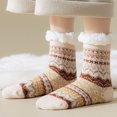 thumbnail image 4 of Wuxian Cozy Socks Cute Puppy Animal Graphic Striped Print Fuzzy Thickened Crew Socks Winter Thermal Sleeping Slipper Socks Fuzzy Socks,Beige,One Size, 4 of 4