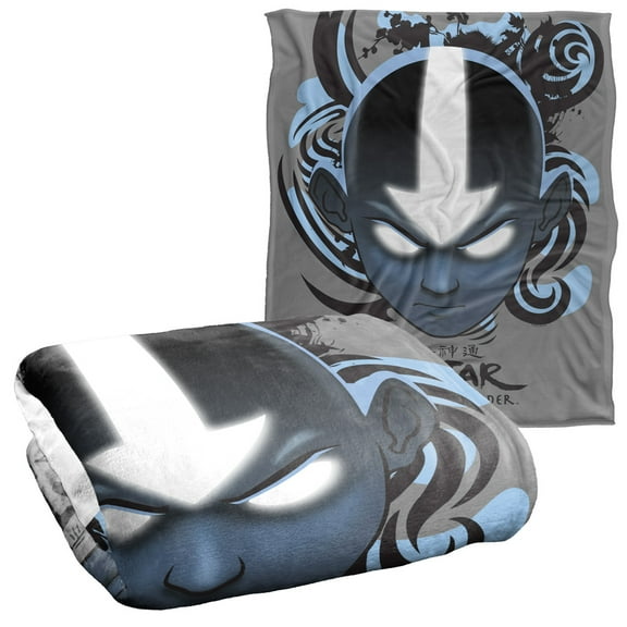 Avatar The Last Airbender Blanket, 50"x60" Airbender Blue and Black Kanji Silky Touch Super Soft Throw Blanket