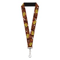 The Flintstones Lanyard, Post Cocoa Pebbles Logo and Vivid Cereal Browns, Elastic