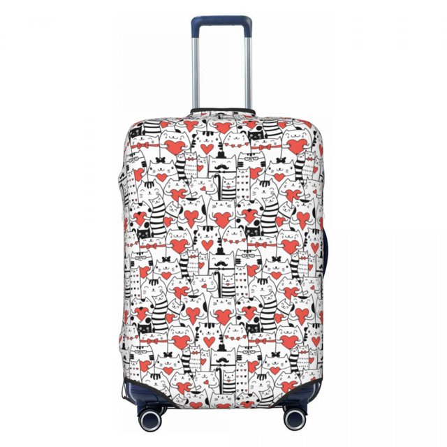 Housse de Valise Élastique Personnalisée Colorée avec Dessin Animé de Chaton, Housses de Protection pour Valise de Voyage, Convient aux Valises de 18 à 32 Pouces