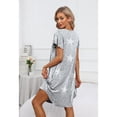 thumbnail image 3 of SMZ Women's Pleated Front Loose Fit Short Sleeve Nightgowns House Dress with Hand Pockets (S - 5XL), 3 of 5