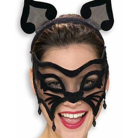 Womens Halloween Black Cat Masquerade Eye Costume Mask Adult